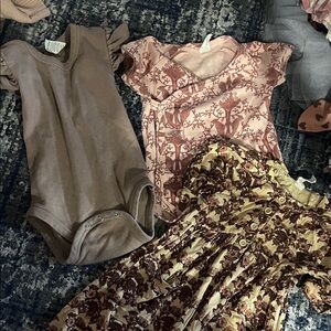 Set of Three Baby Onesies in Brown and Pink